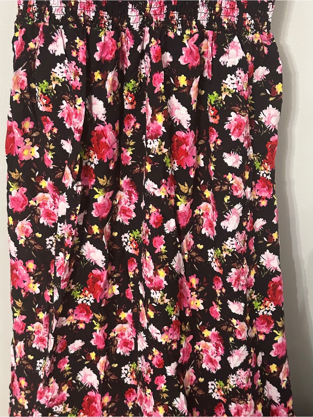 Plus Size 3X Floral Smocked Midi Dress Black Pink Boho Cottagecore - Picture 12 of 13